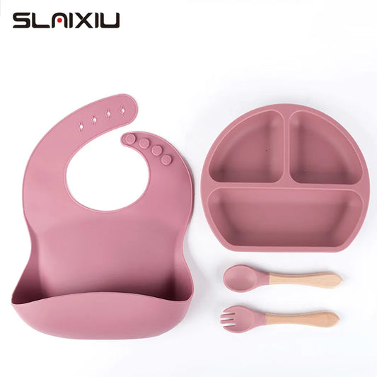 Conjunto de Alimentação Infantil em Silicone - 4 Peças